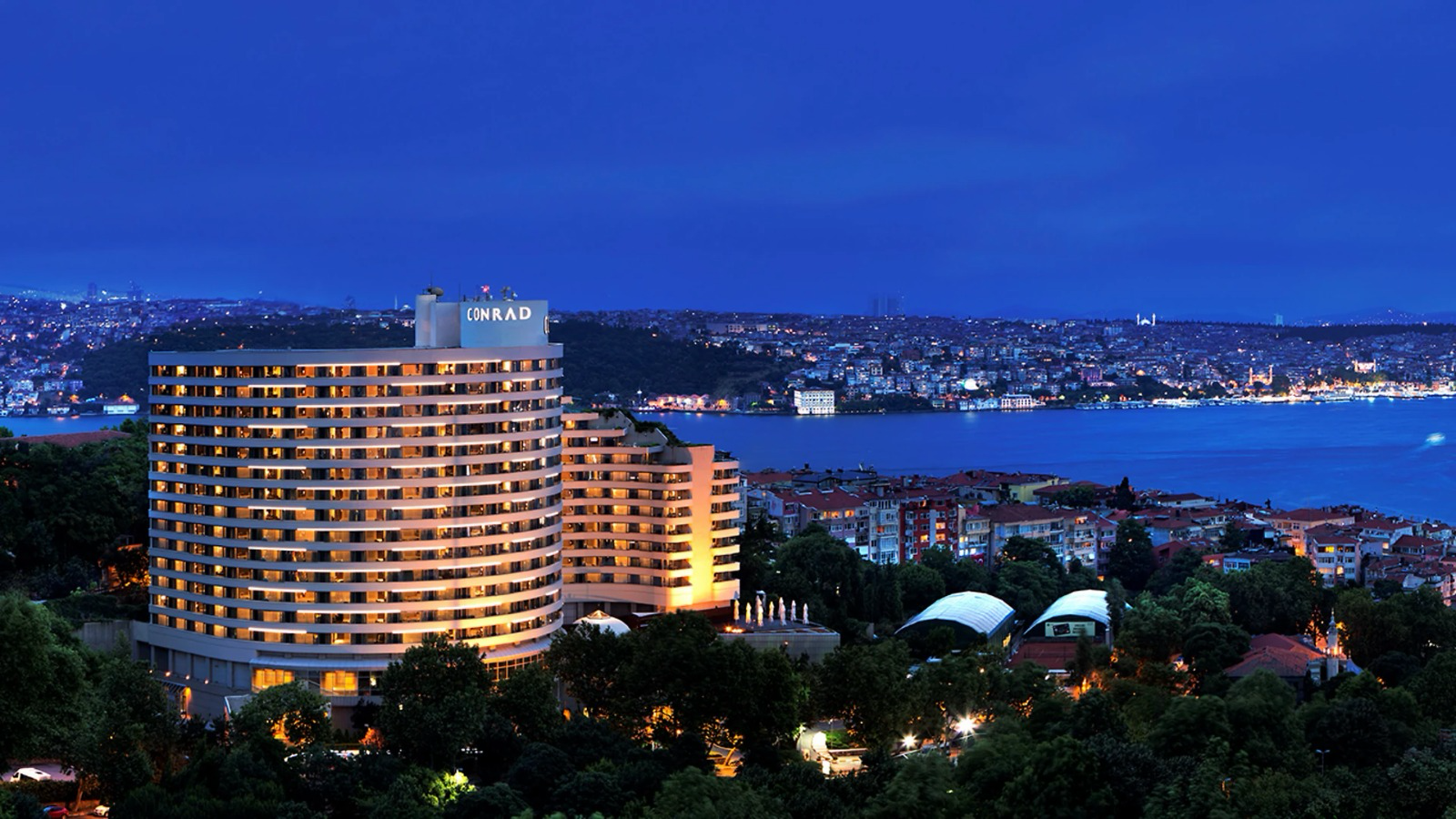 Conrad Istanbul Bosphorus hotel overlooking the Bosphorus